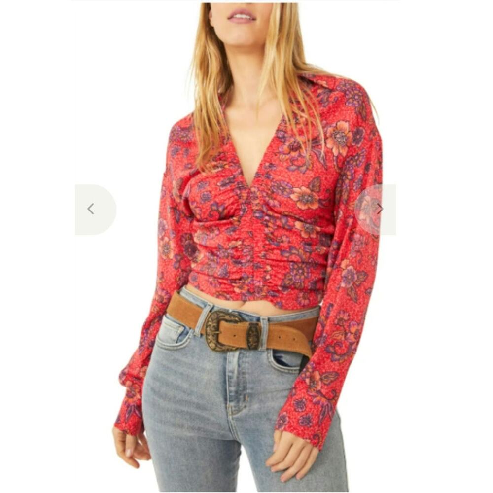 Free People I Got You Printed Blouse Size: S